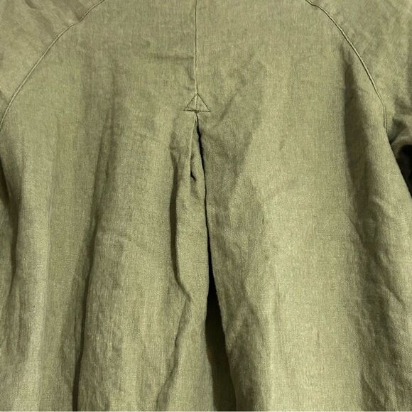 Garnet Hill Relaxed Linen Painter's Topcoat Green Size 4 - Picture 7 of 12